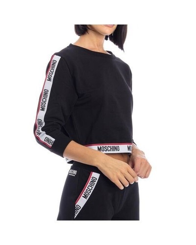 Felpa moschino donna nero logo - moschino,