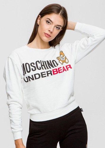 Felpa bianca donna moschino - felpa, da